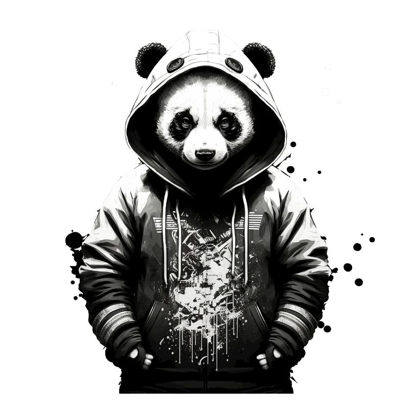 Panda at ease in a sweatshirt