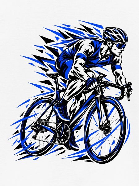 Blauer Sprint Radfahrer Grafik