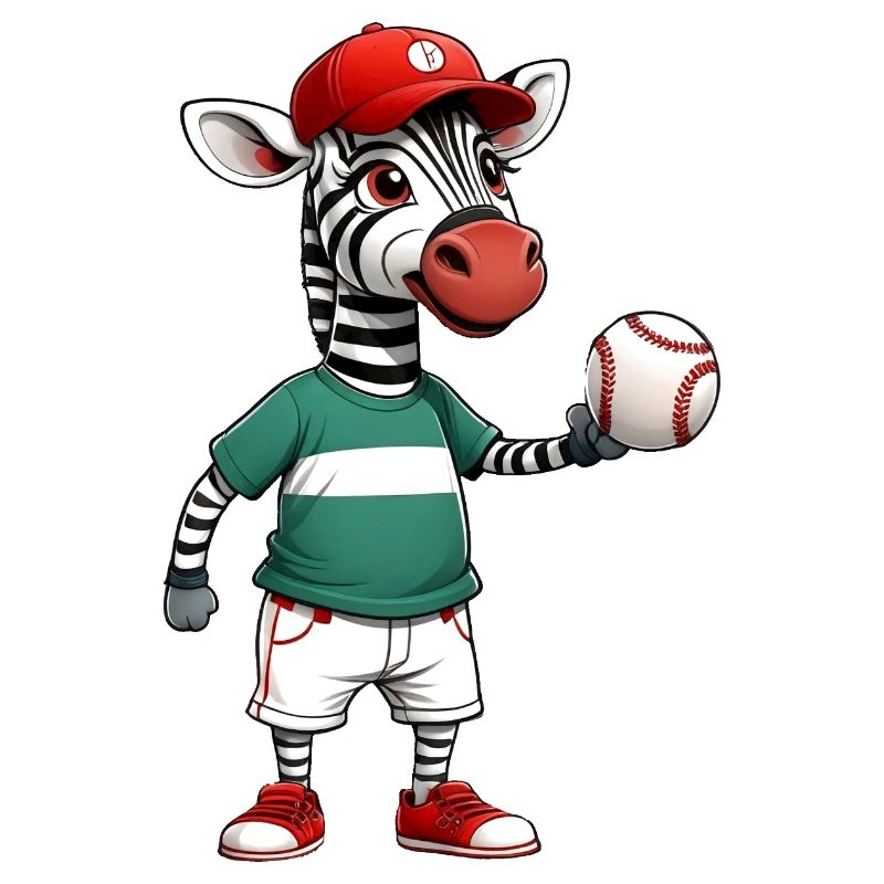 Zebra Tim plays baseball