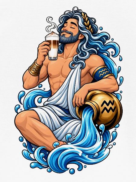 Wassermann mit Latte Macchiato