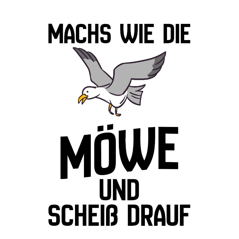 Seemöwe im Flug Cartoon-Design - Scheiß drauf