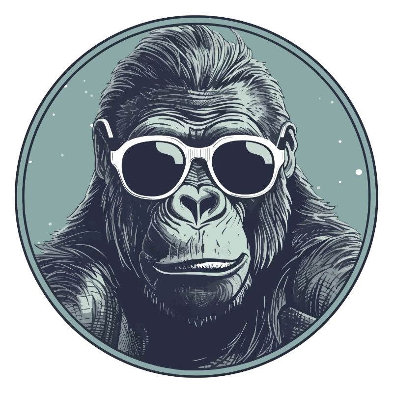 Gorilla with sunglasses, monkey, primate