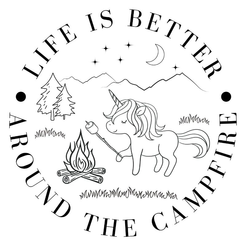 arount Campfire Einhorn Mädchen