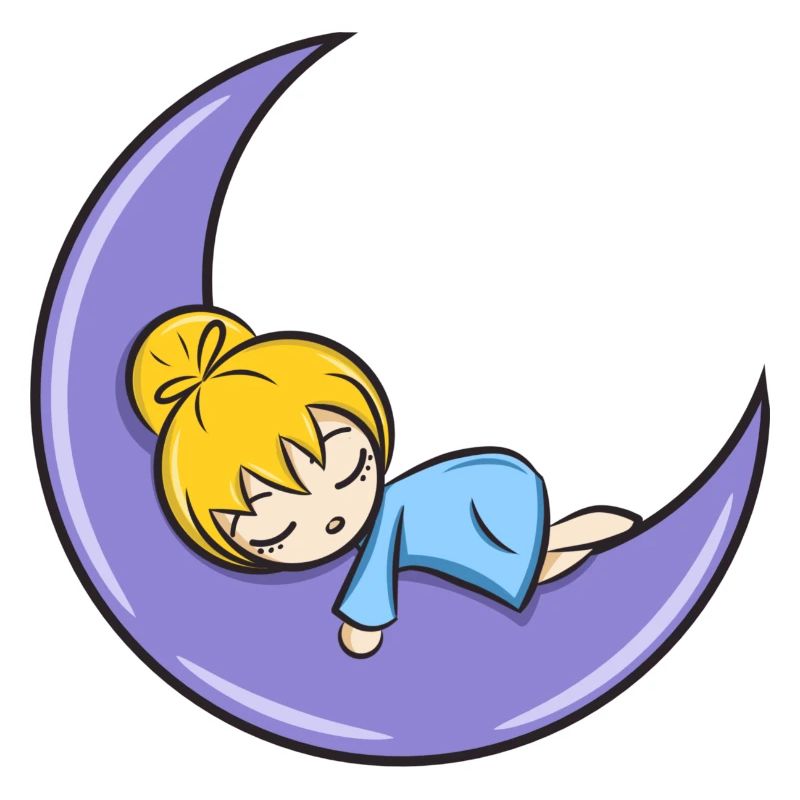 Kleines Mädchen, das auf dem Mond schläft