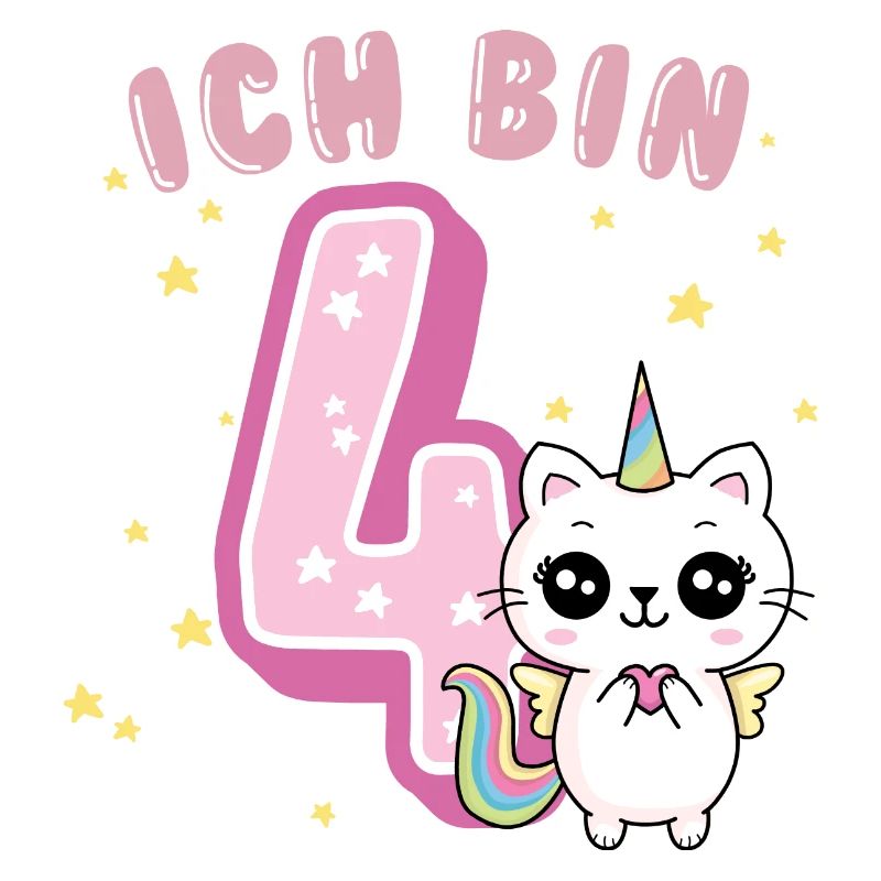 Ich bin 4 Vier Jahre Vierter Geburtstag Einhorn