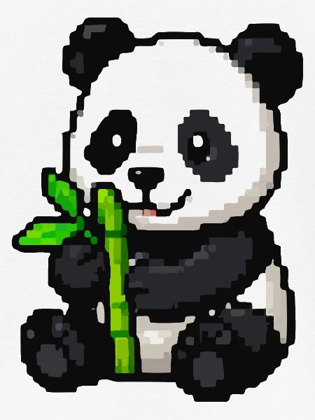 Pixelpanda mit Bambus