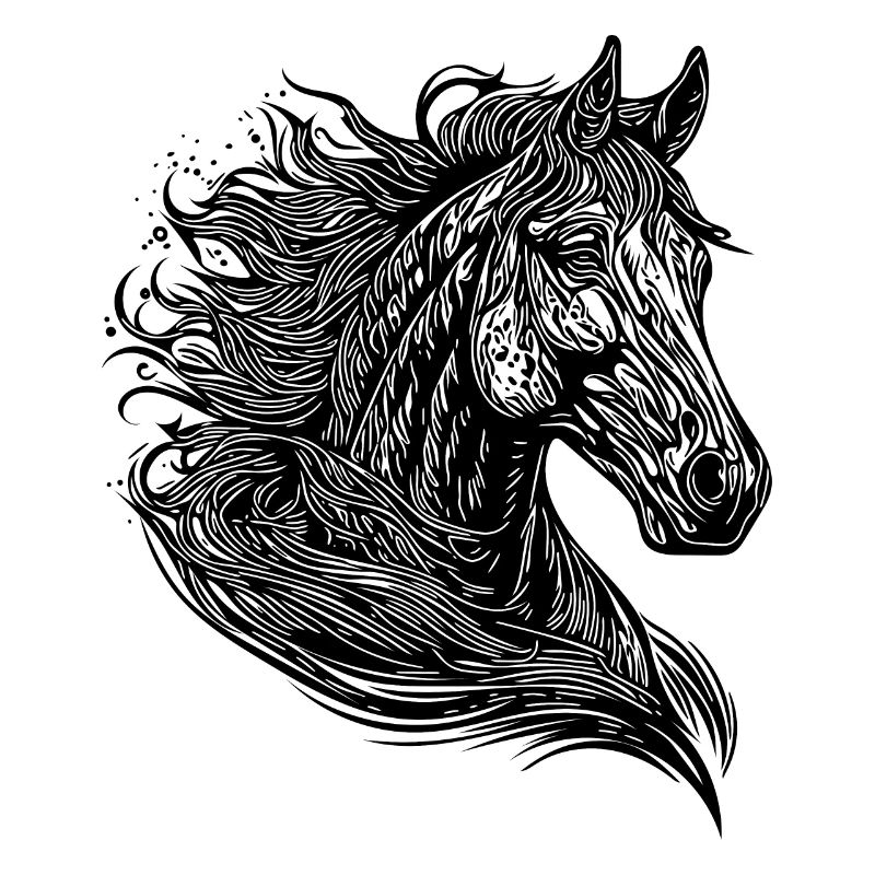 Galloping stallion with elegant mane in the wind