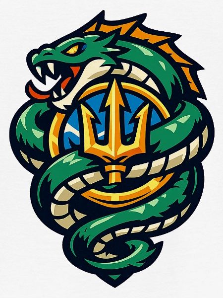Drache mit Dreizack-Emblem