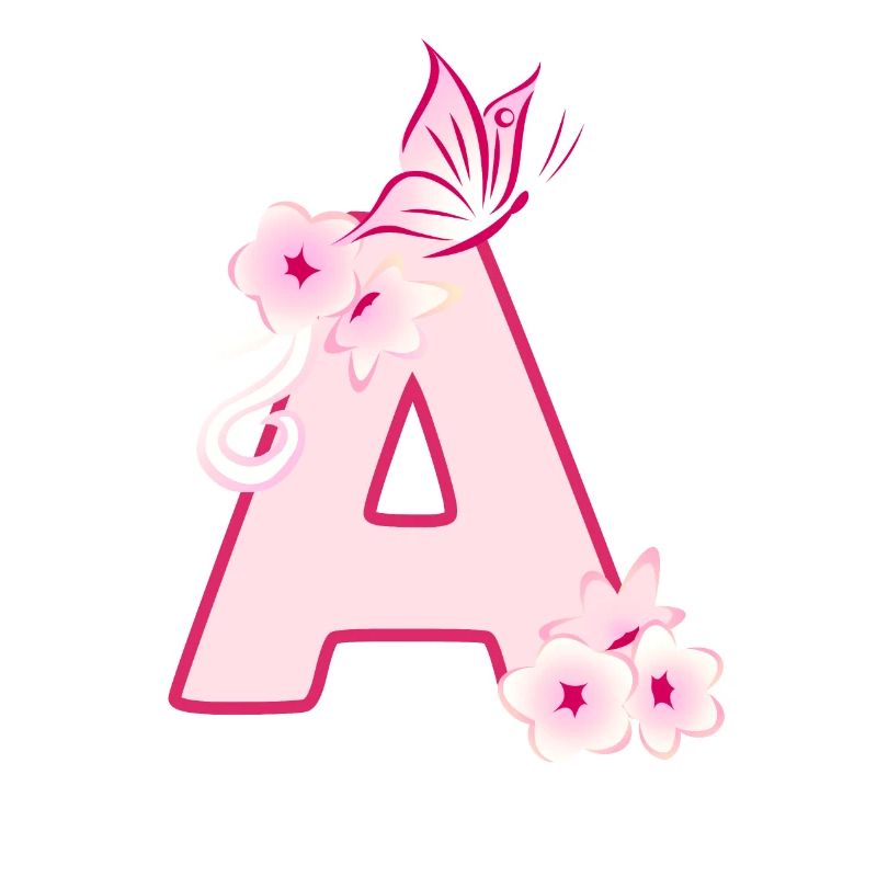 Lettre A initiale avec fleur de cerisier rose