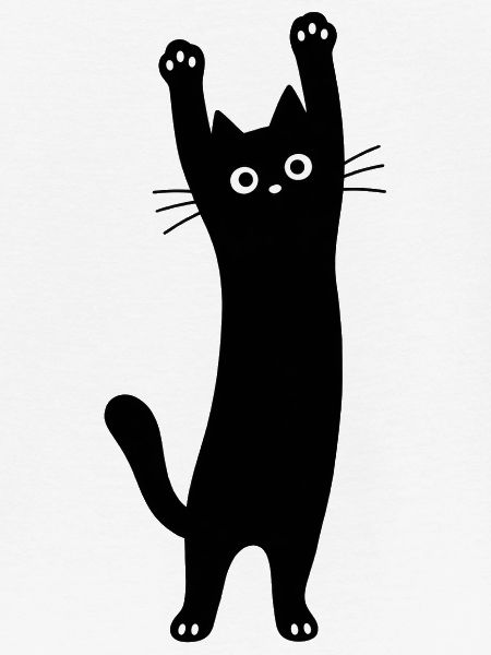 Schwarze Katze Streckpose