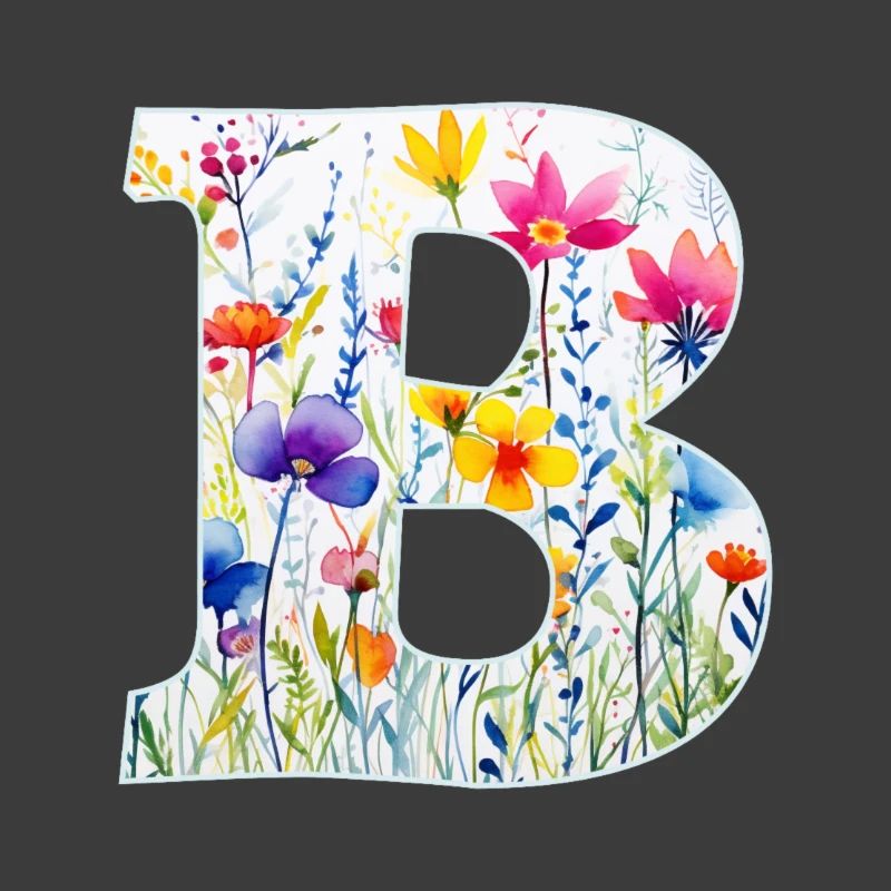 Letter B, Monogram, Floral Pattern