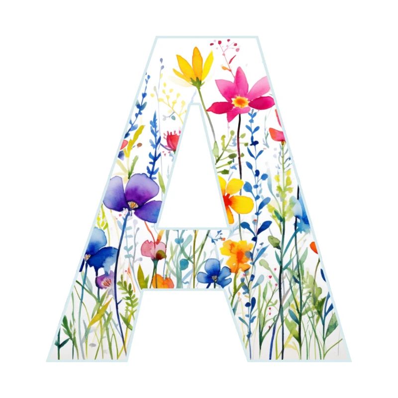 Buchstabe A, Monogramm, Blumenmuster