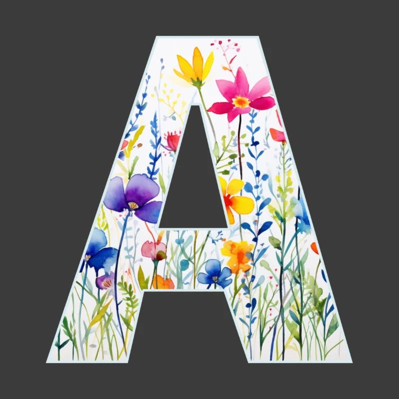 Letter A, Monogram, Floral Pattern