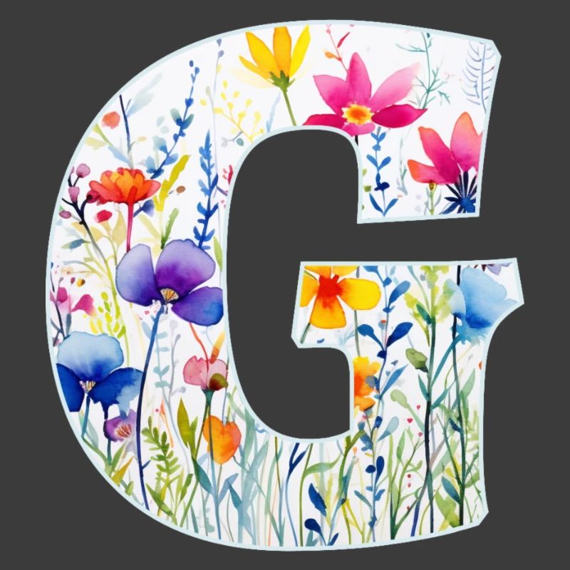 Letter G, Monogram, Floral Pattern