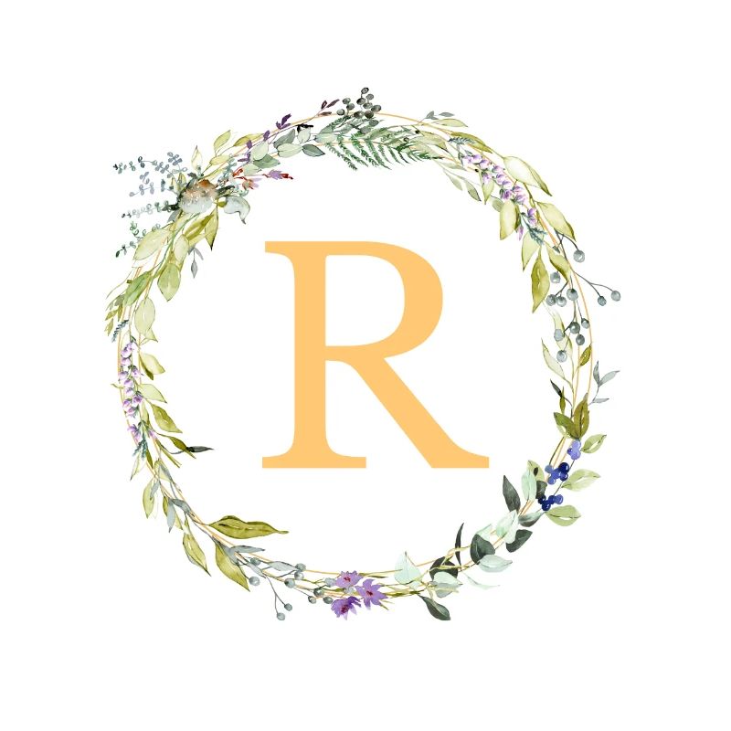 R monogramme Couronne d’Eucalyptus