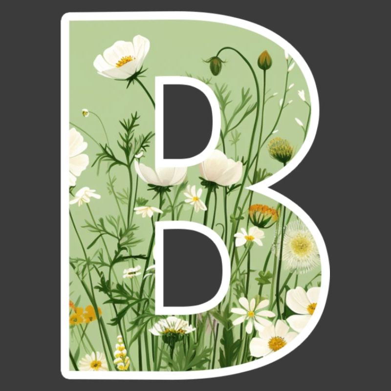 Letter B, Monogram, Floral Pattern