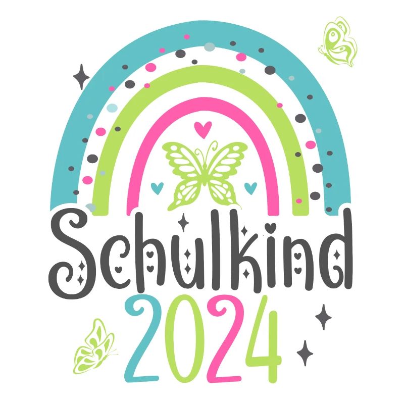 Schulkind 2024 Mädchen Regenbogen Einschulung 2024