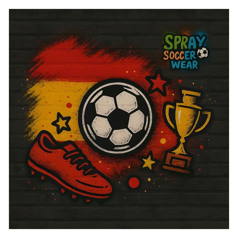 Fussball Graffiti mit spanischen Farben
