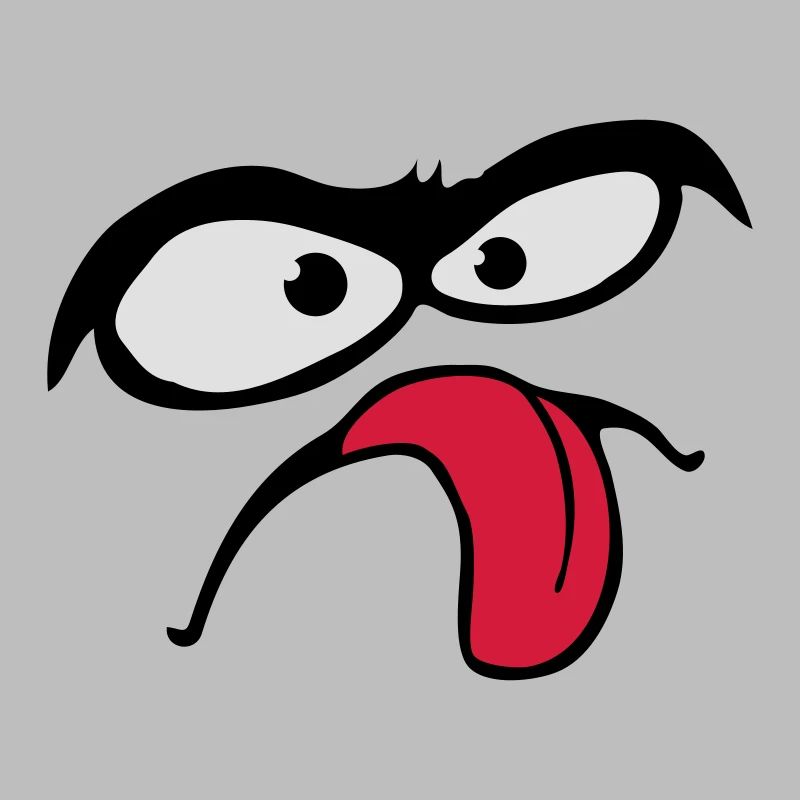 Thick Eyebrows Comic Face Tongue Stick Out