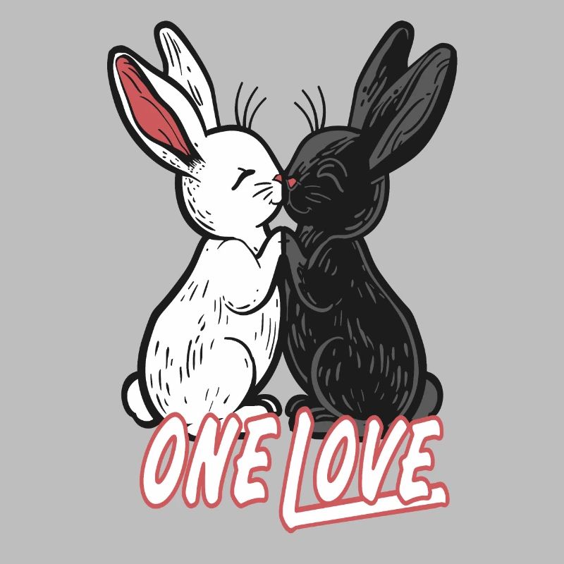 2 mignons lapins noir et blanc