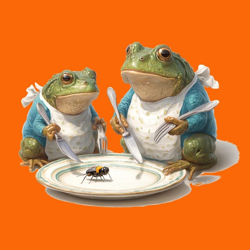 Frosch-Dinner: Fliege am Teller