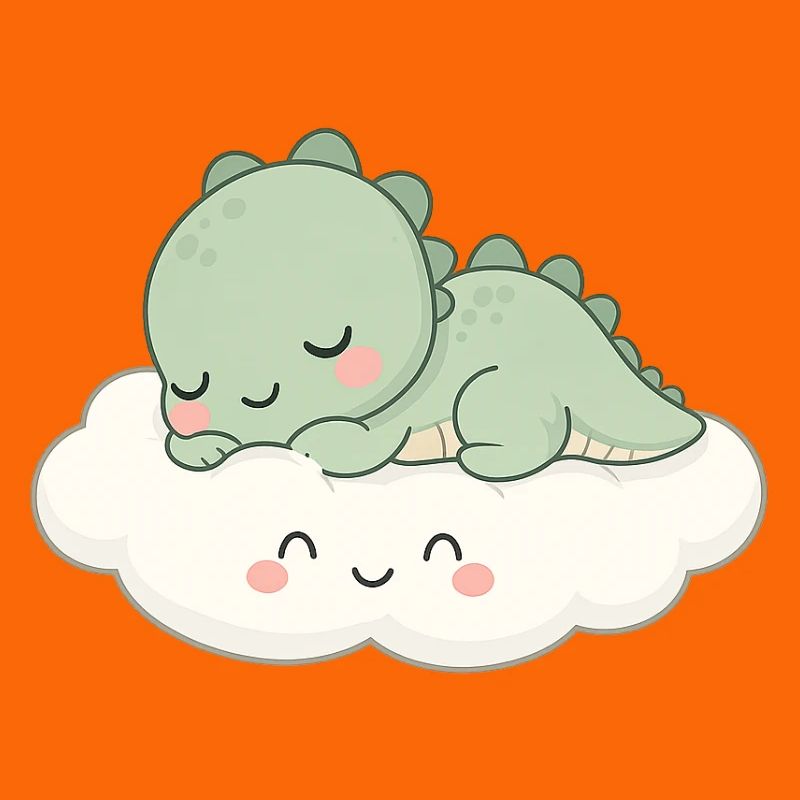 Sleeping dinosaur on cloud