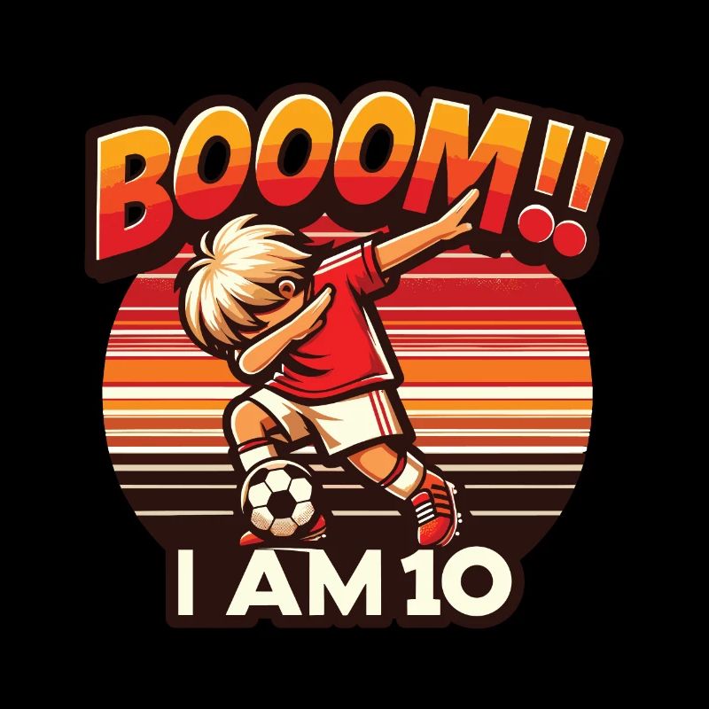 Dabbing Soccer Boy 10th Birthday Celebration Tee