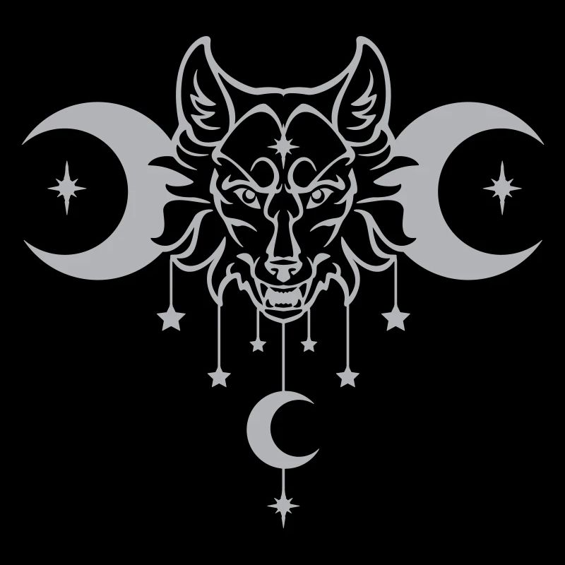 Wicca Moon Wolf - Anpassbare Farbe