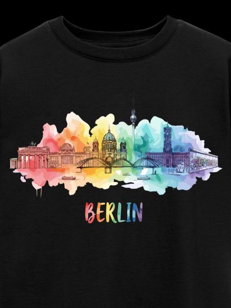 Berlin Skyline Regenbogen Aquarell