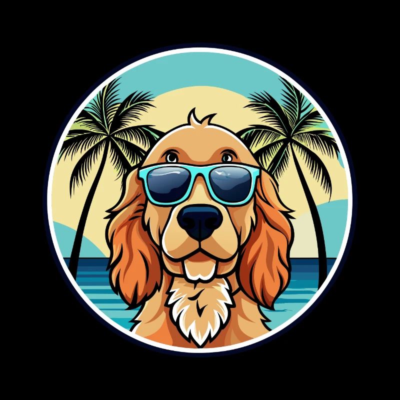 Cocker anglais Spaniel Chien Race Dessin Animé Plage