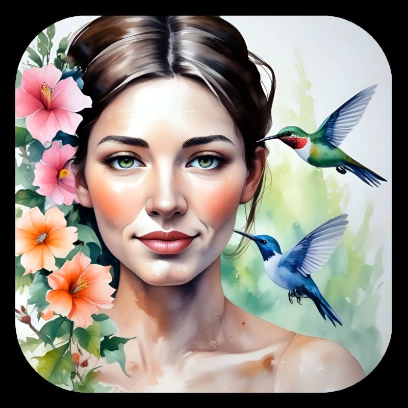 Beauté inconnue avec les colibris