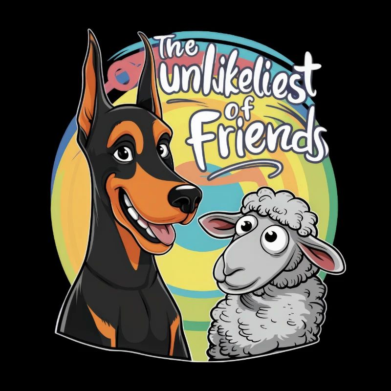 Cooler Doberman mit Schaf