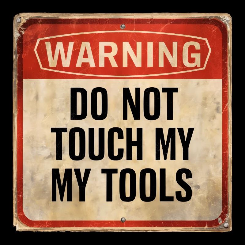 Warning Do Not Touch My Tools Lustiges Warnschild