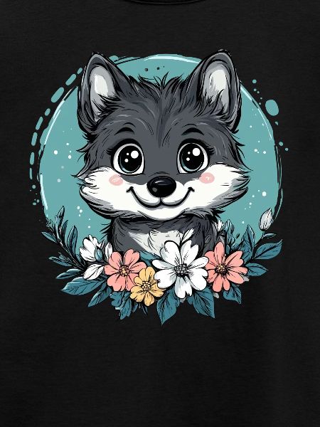 Süßer Wolf mit Blumen