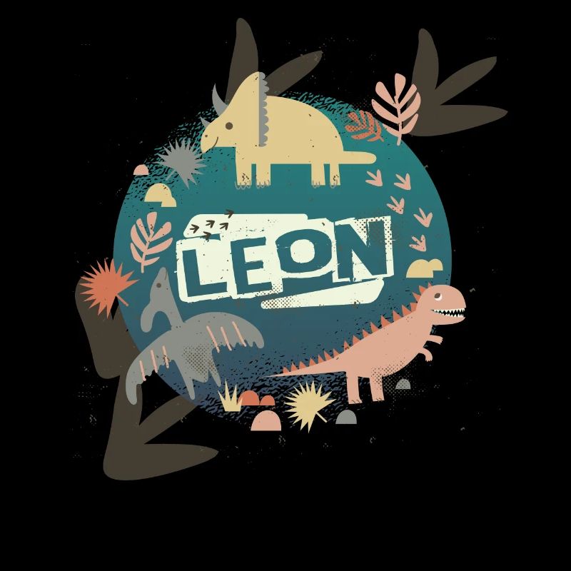 LEON - Beautiful boy name with cute dinosaurs