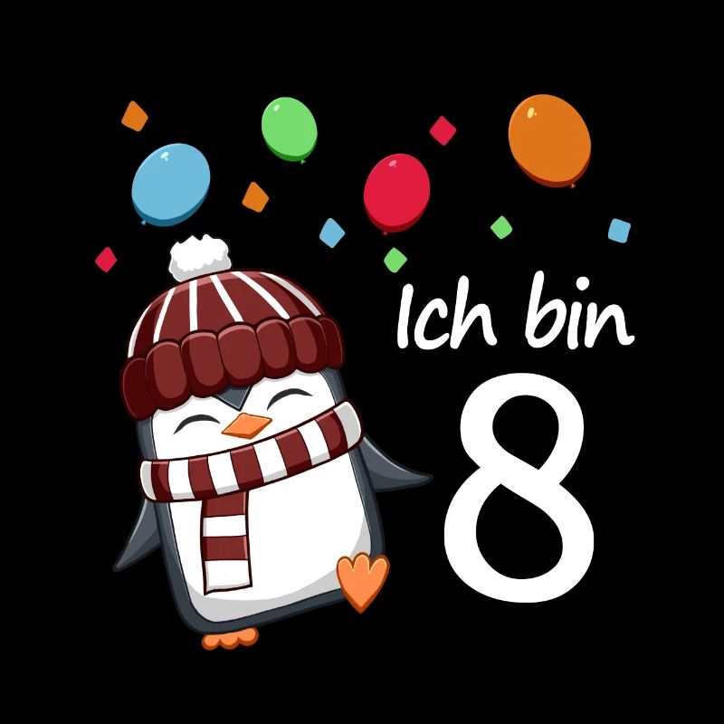 Ich bin 8 Pinguin Geburstag Design