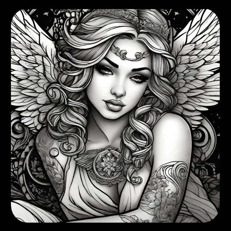 Cute angel with tattoos