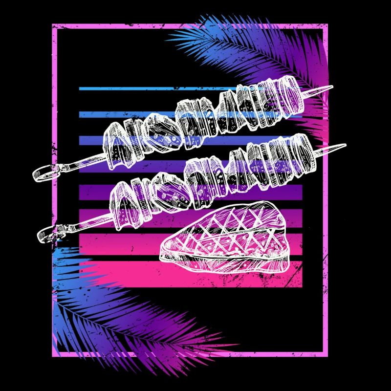 Vaporwave Barbecue Retro BBQ Lover Kebab Skewer Gr