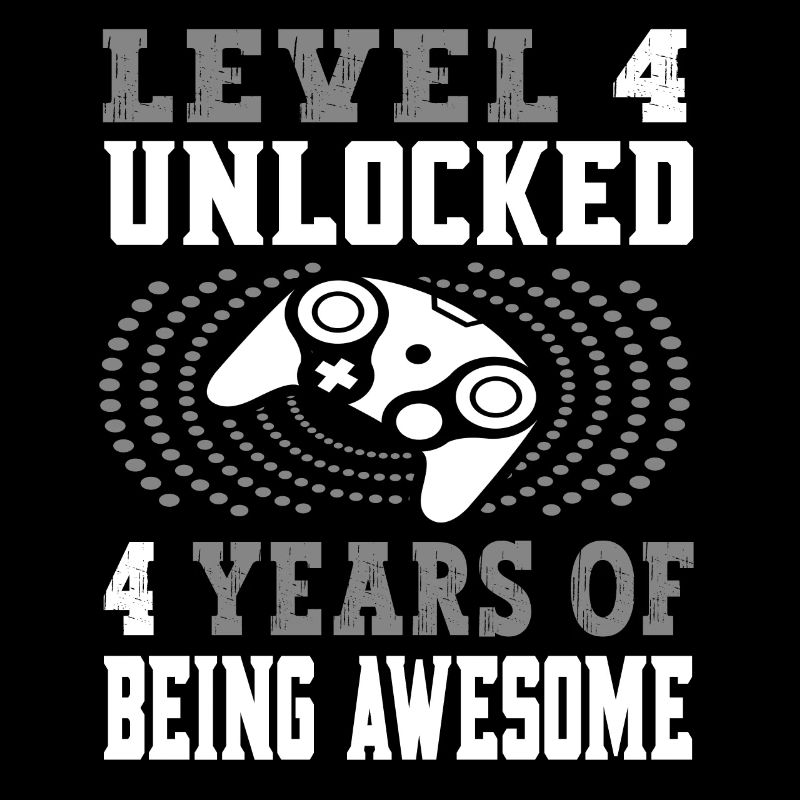 Level 4 unlocked 4 Jahre alt - 4 Geburtstag grau