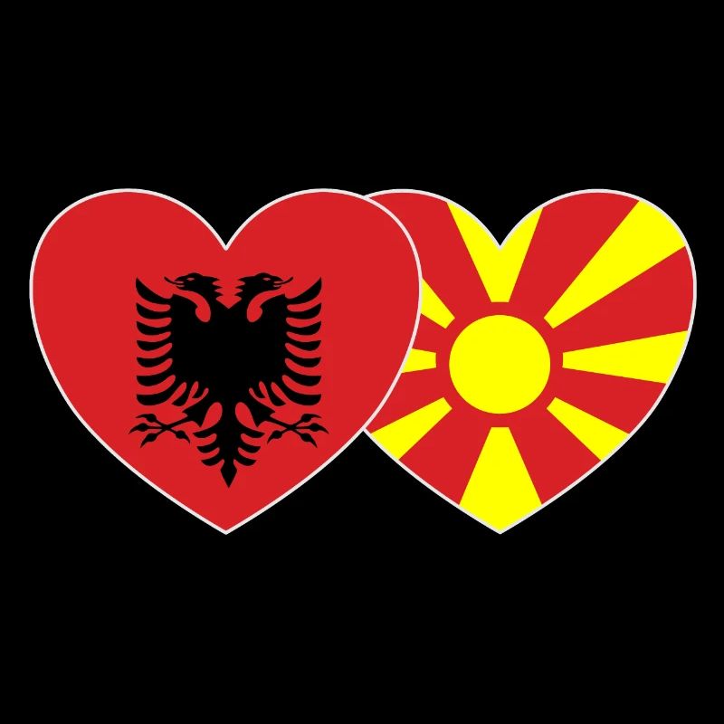 Albania Macedonia Flag Heart