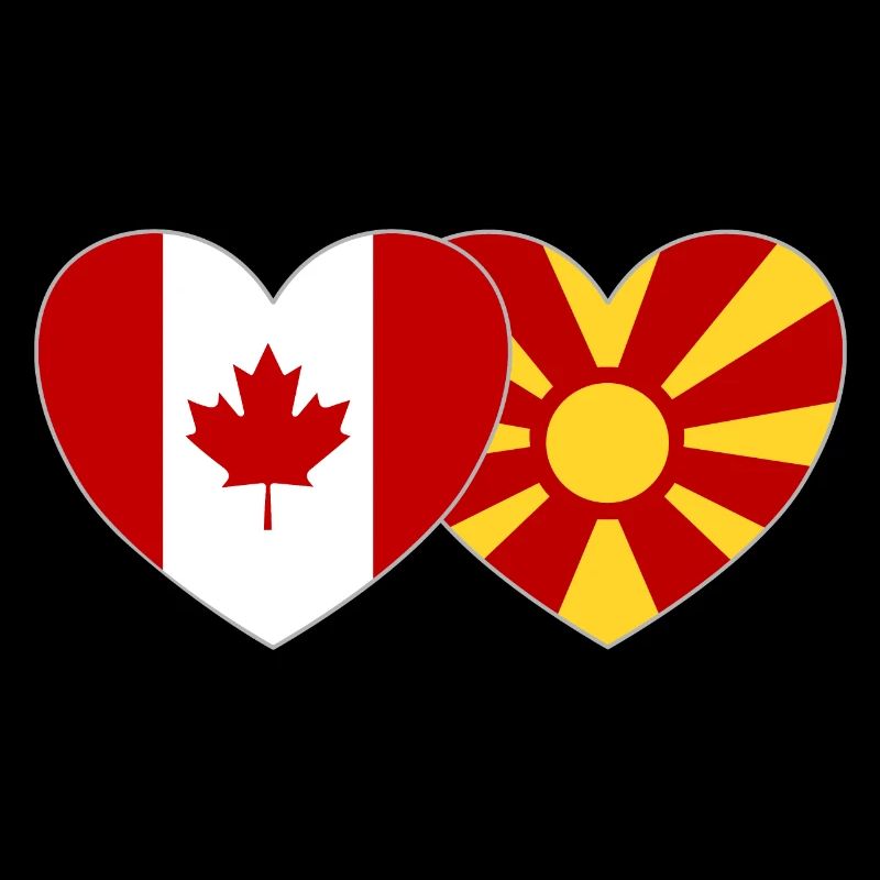 Canada Macédoine Flag Heart