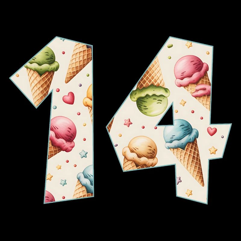 EISCREME NUMMER 14 JAHRE EIS 14. GEBURTSTAG