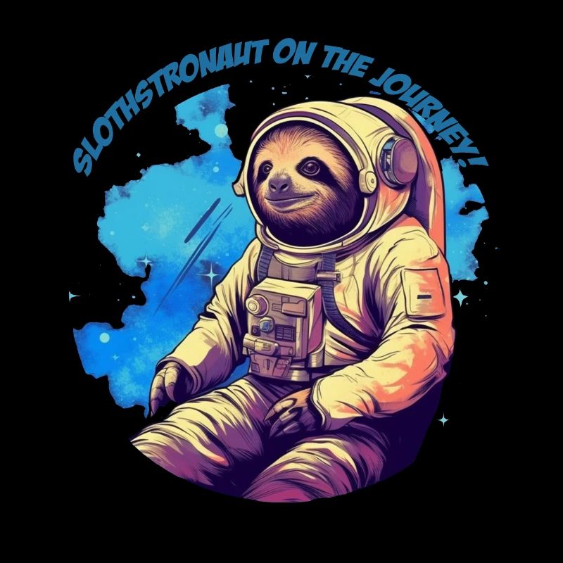 Sloth in space with lettering
