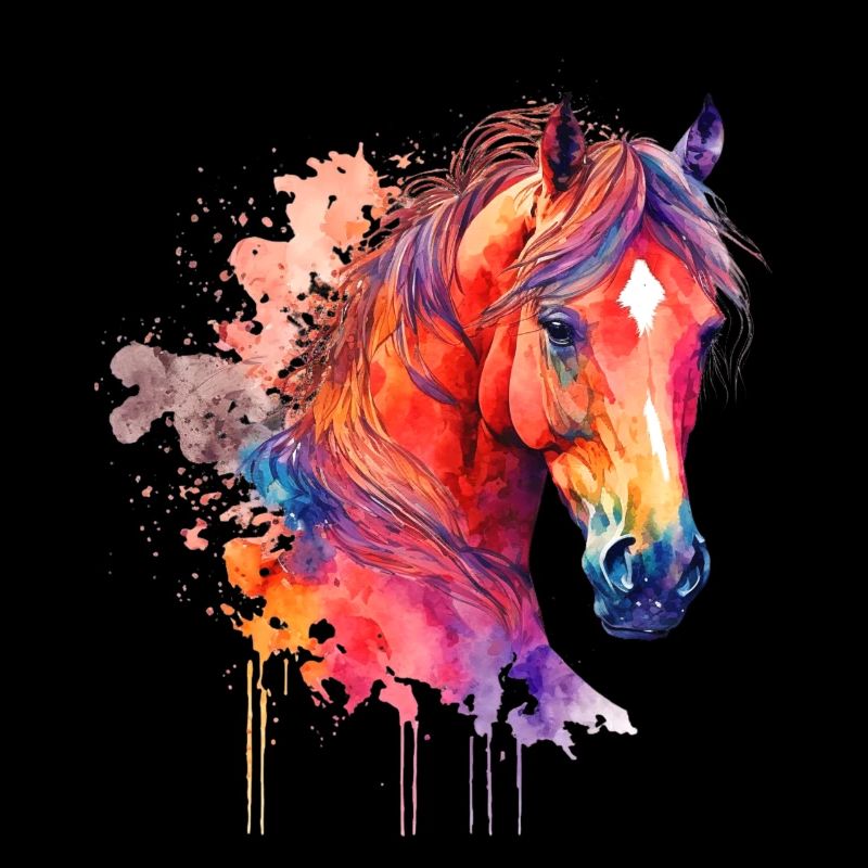 Idée passion chevaux cavalière aquarelle splash