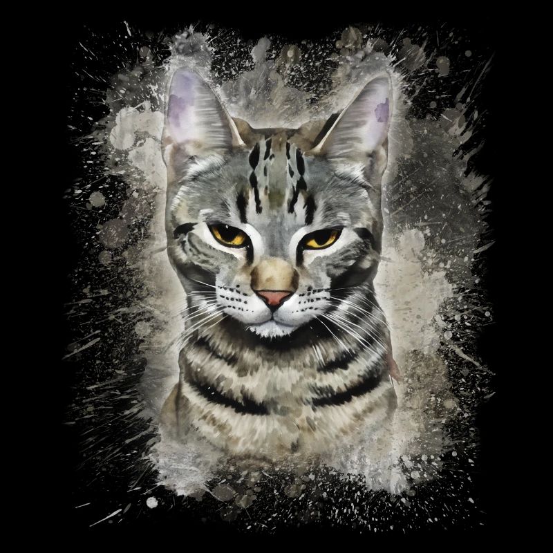 Chat tigré aquarelle, motif de chat mignon