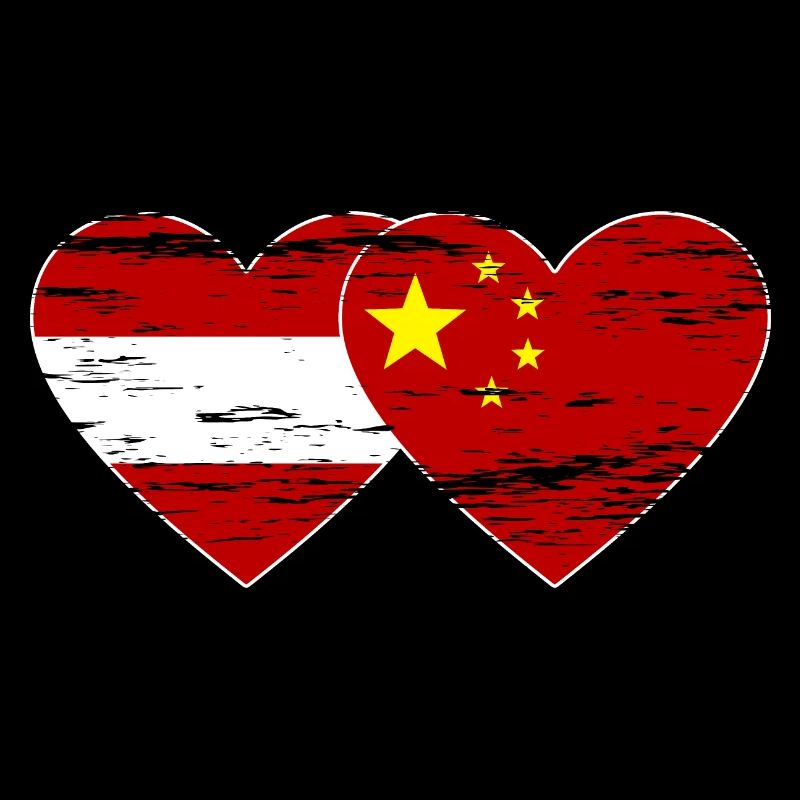 Autriche Chine drapeau coeur utilisé