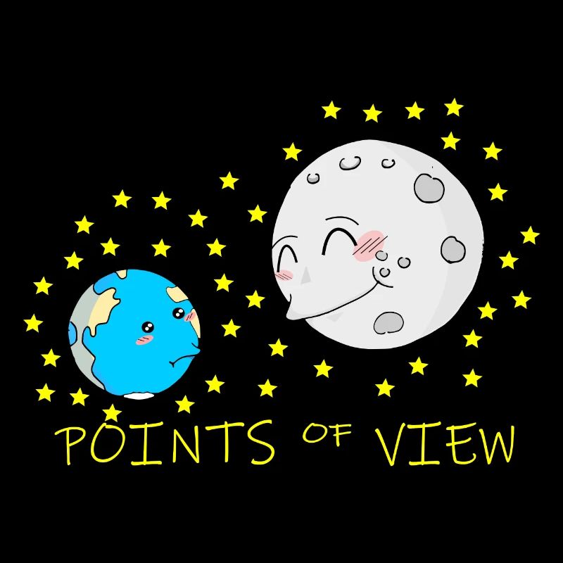Conception mignonne de points de vue positifs de la lune et de la terre