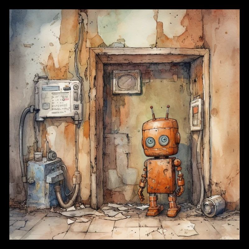 Old rusty abandoned robots