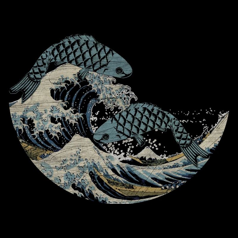 Koi Fish Water Japan Wave Gift