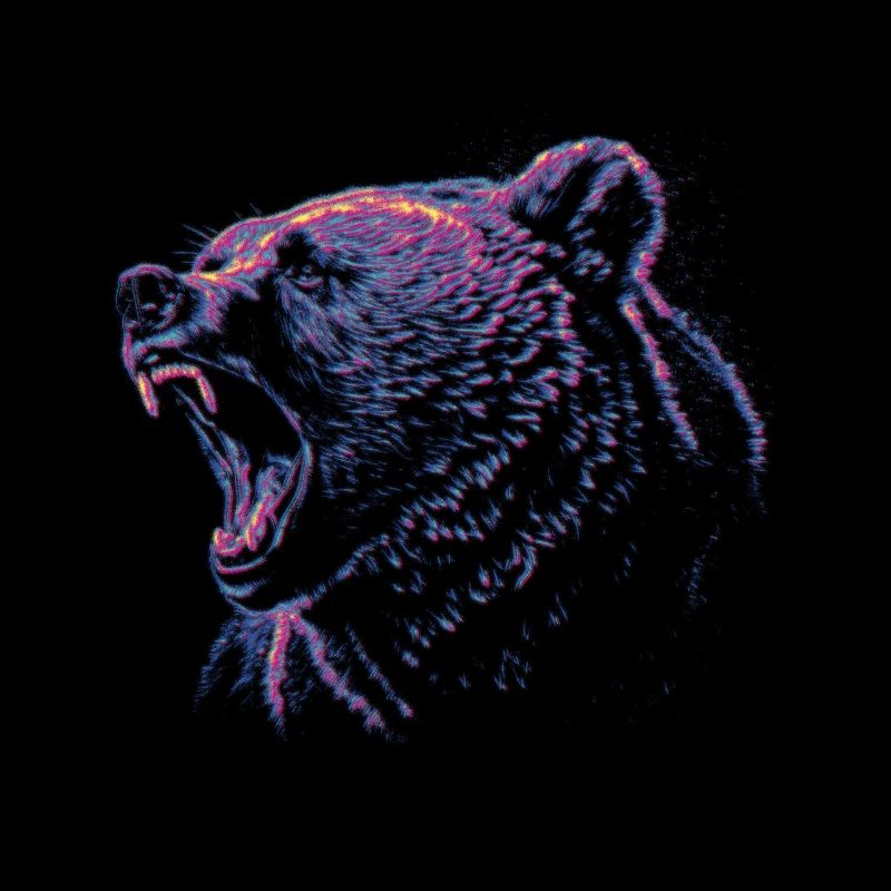 Colored grizzly head